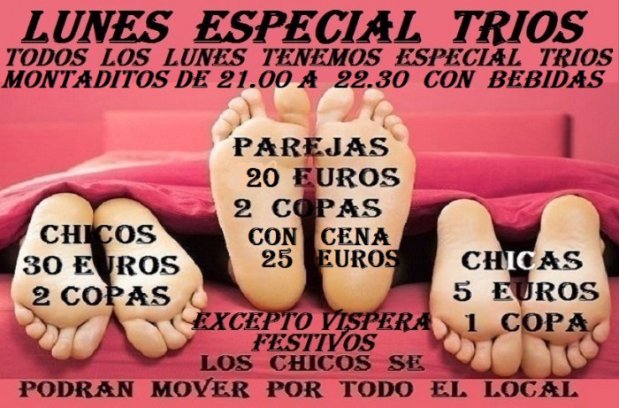 Lunes especial trios cena montaditos
